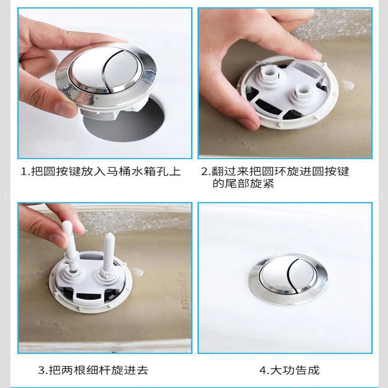 Round Toilet Tank Flush Button Universal Thickened Double Key Toilet Push Switch Tank Accessories Suitable For Hole 57-66mm push button switch toilet flush button
