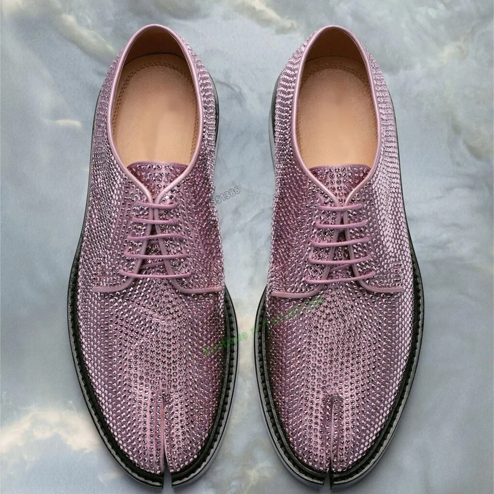 

Crystal Studded Lace up Men Shoes Square Heel Bling Shoes for Men Round Toe Ankle Shoes on Heels 2023 New Zapatos Zara Hombres