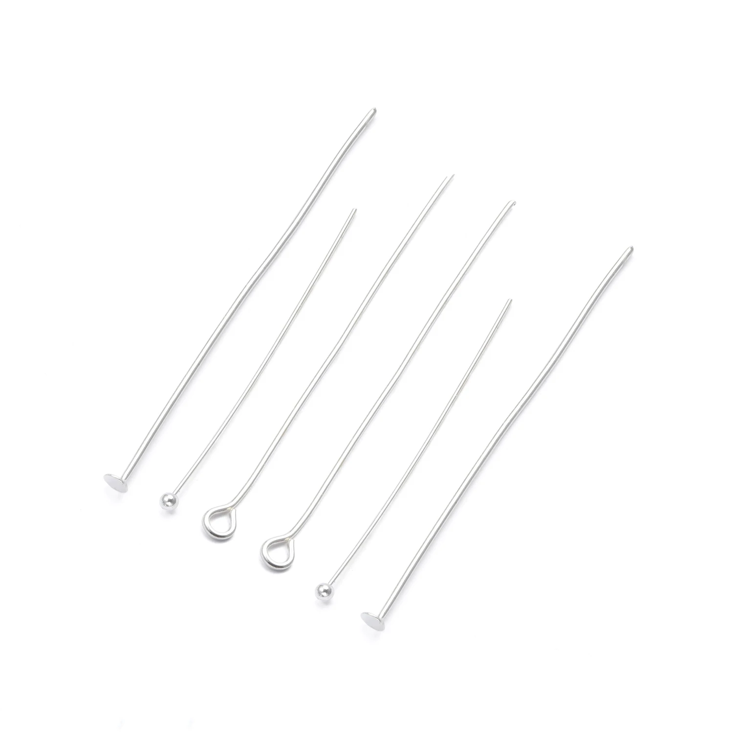 1000 Pcs Eye Pins For Jewelry Making - Stainless Steel Flat Head Pins 20-50mm, Silver