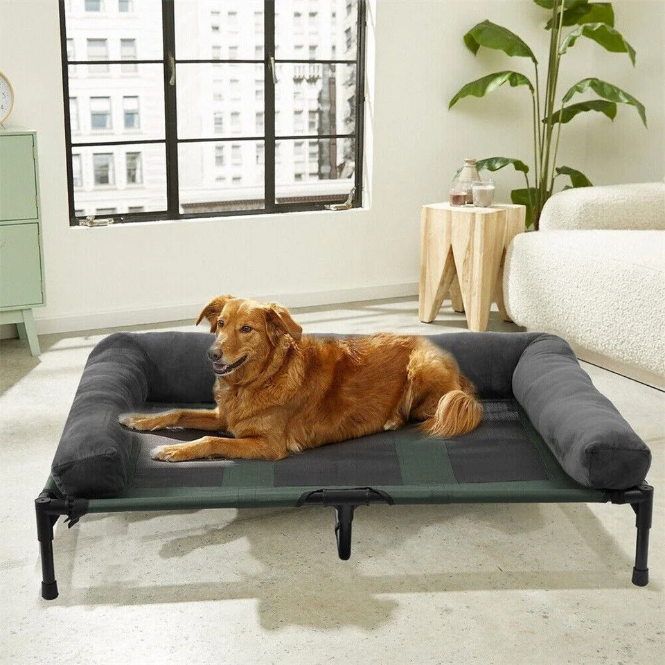 Large Elevated Dog Bed with Cooling Plush Mat