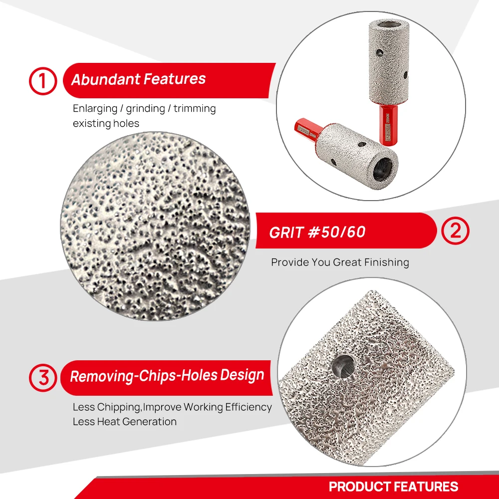 DT-Diatool 1pc 10/15/20/25mm Diamond Millinging Bit Hex Shank Enlarging Grinding Trimming for Ceramic Porcelain Marble Granite