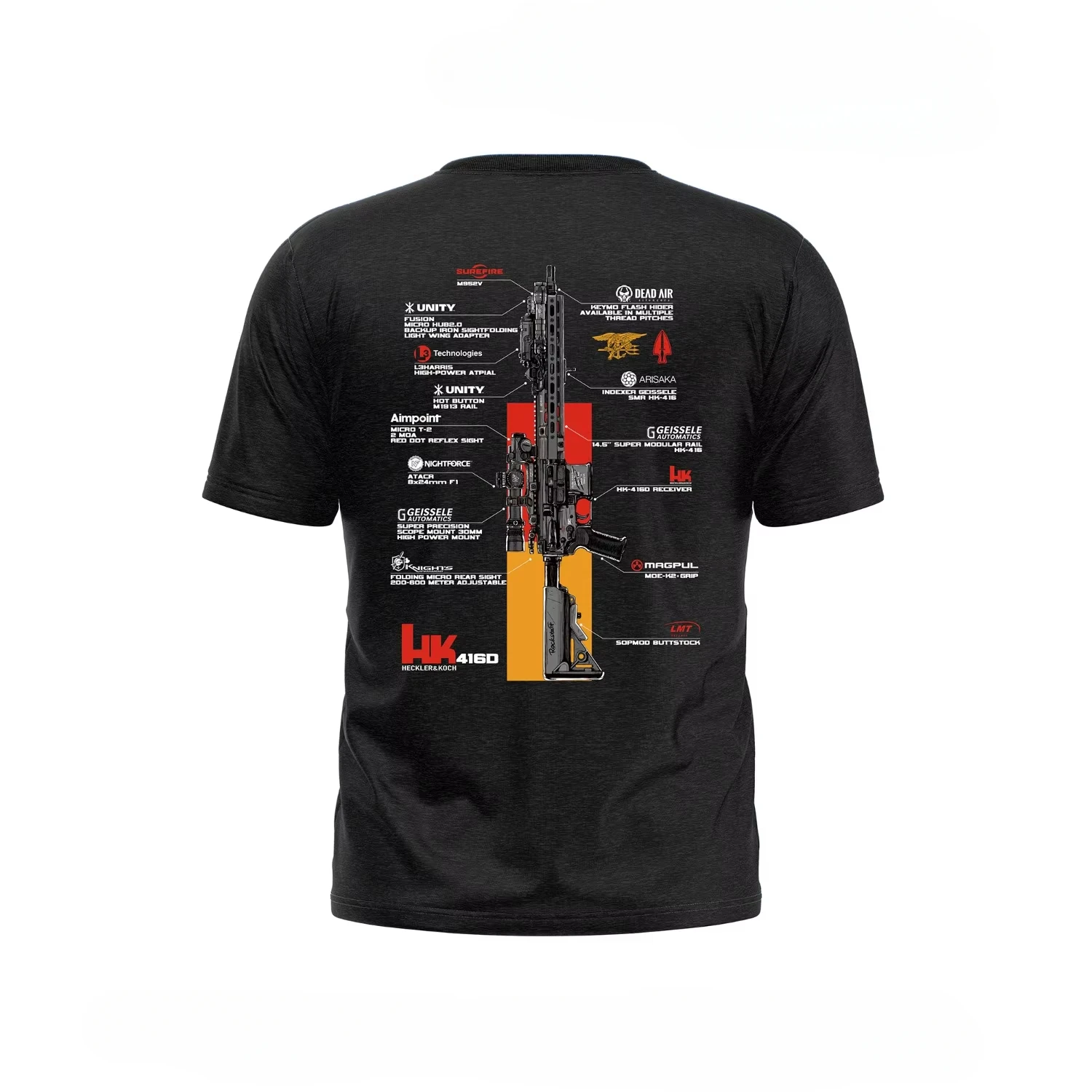 HK416D Tactical Army Fan Club Outdoor Training Competition T-Shirt Cotton Original Loose Fit Crew Neck Tee Men Streetwear
