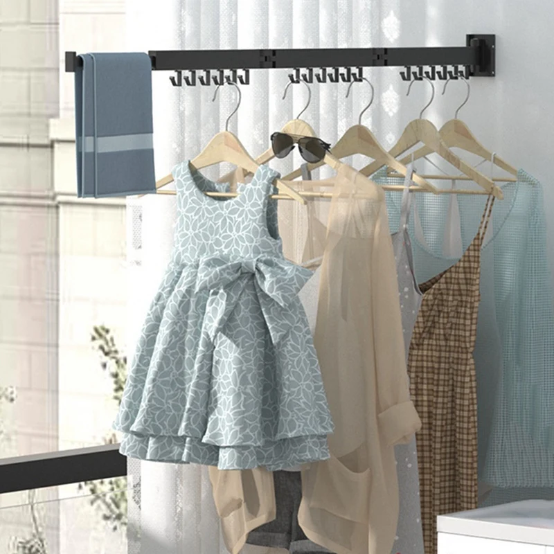 Wall-Mounted Foldable Aluminum Alloy Clothes Drying Rack Perfect For Balcony Bedroom Kitchen Living Room 4