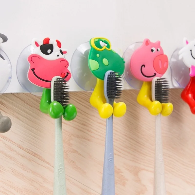 Animal Shape Toothbrush Holder Wall Mounted Sucker Bathroom Suction Cup 