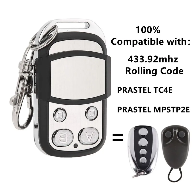 

PRASTEL Remote Control TC4E MPSTP2E Garage Gate Door Opener 433MHz 433.92 MHz Rolling Code Replacement