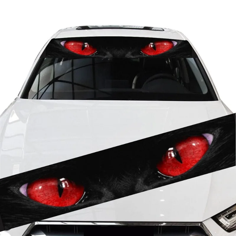

3D Red Eye Cat Car Stickers Sunshade Auto Front Windshield Sticker Waterproof Automobile Rear Window Windscreen Vinyl Decals