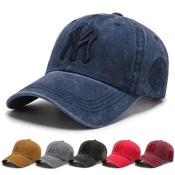 Boné de beisebol feminino lavado, guarda-sol bordado masculino, chapéu protetor solar casual, versão coreana, top macio, moda 1