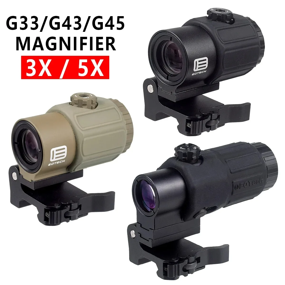 Tactical Red Dot Holographic Sight with Magnifier for Hunting Riflescopes and Airsoft Guns