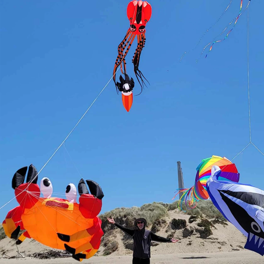 9KM 3.2m Crab Kite Line Laundry Kite Pendant Soft Inflatable Show Kite for Kite Festival 30D Ripstop Nylon with Bag 6