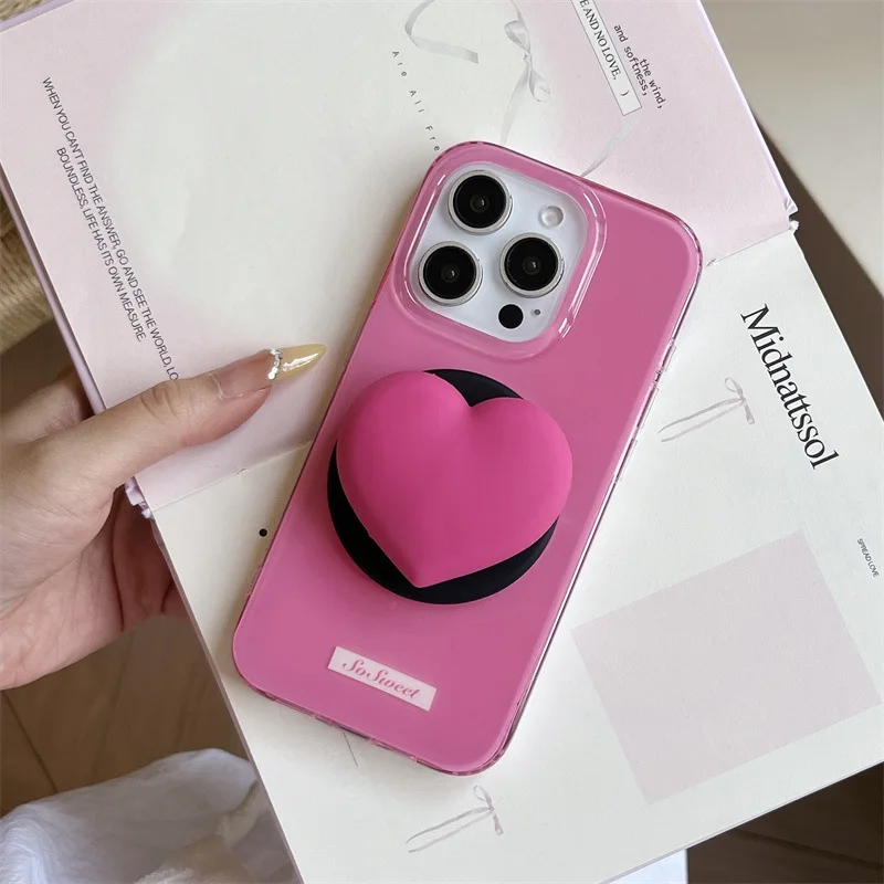 Charming 3D Heart Silicone Magnetic Phone Grip & Finger Bracket Holder