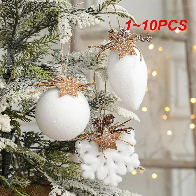 Christmas Ball Ornaments White Snowflake Bell Water Drop Pendants Xmas Tree Home Party Hanging Decorations New Year 2024