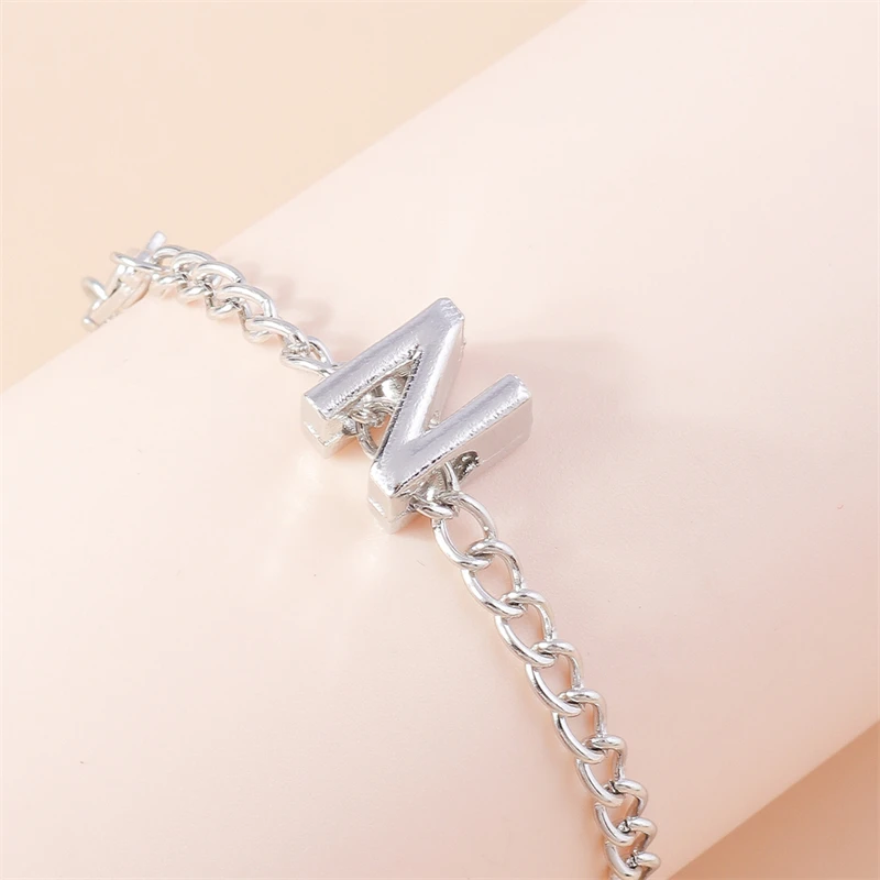 Modisches 26-englisches A-Z-Alphabet-Buchstaben-Armband mit Gliederkette, Namensarmbänder für Frauen, Mädchen, Freunde, Party, Urlaub, Schmuck, Geschenke – Detail 18