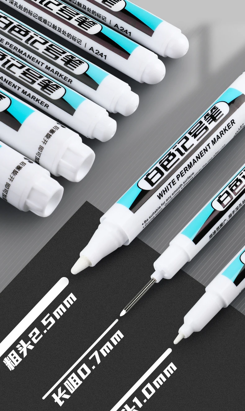 3 stücke weißer Marker ölig wasserdicht nicht verblassen, Werbung Gruß karte Reifen Glas Text marker Stift kann nicht gelöscht werden – Detail 3