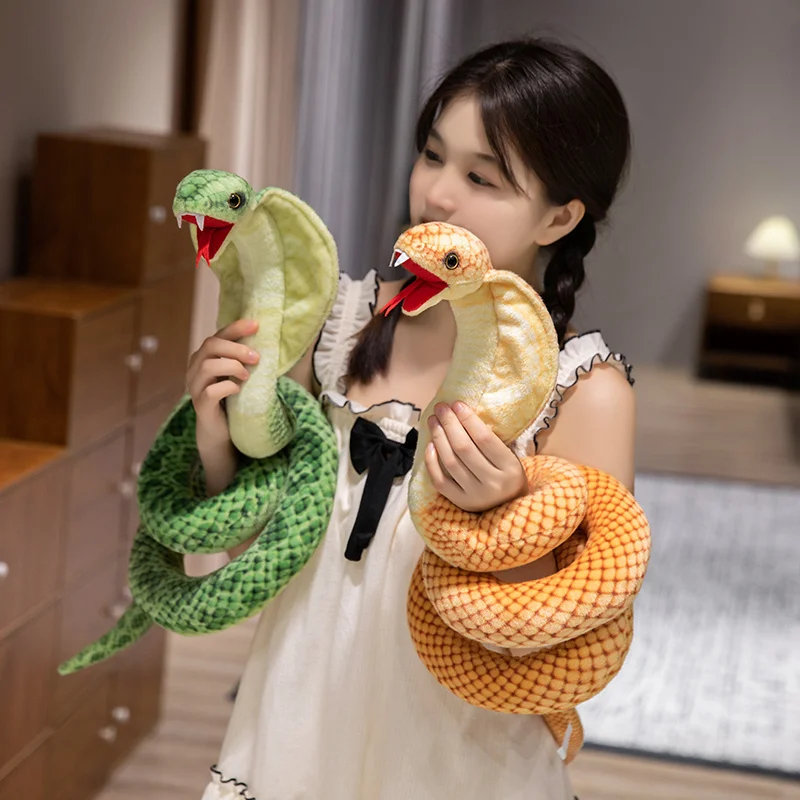 Simulation Cobra Plush Toy Golden Dot Indian Cobr Stuffed Animals Snake Plush Grey Funny Spoof Joke Toys Home Decor