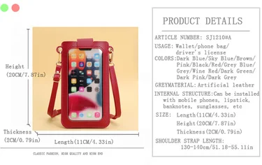 Damen Taschen weiches Leder Brieftaschen Touchscreen Handy Geldbörse Cross body Schulter gurt Handtasche für weibliche billige Damen Taschen – Detail 2