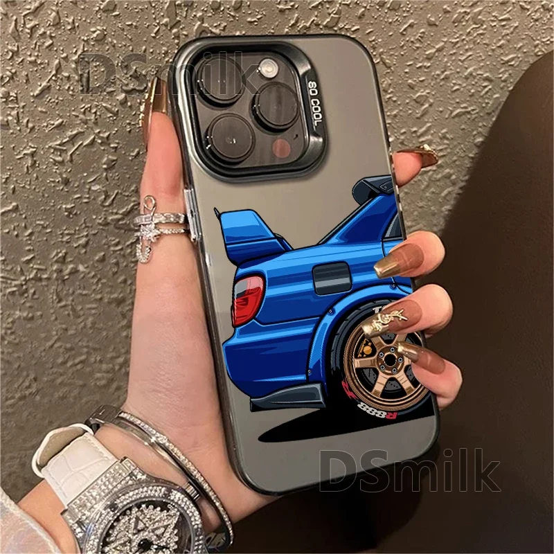 JDM Car Design Laser Hard Phone Case – Durable PC+TPU Protective Back Cover
