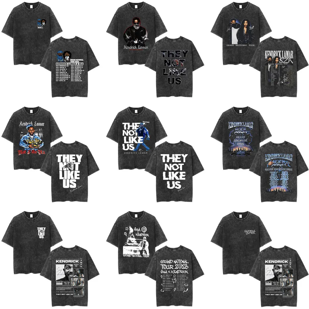 Rapper Kendrick Lamar They Not Like Us Vintage Washed T-shirt SZA