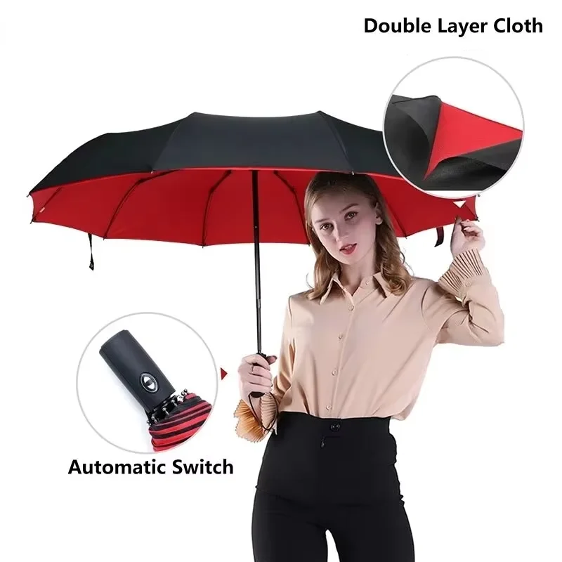 Bone Umbrella Reinforced 10-Bone Umbrella Men's Business Strong And Durable Wind-resistant Umbrella Anti-UV Sunscreen Umbrella Women's Sunny