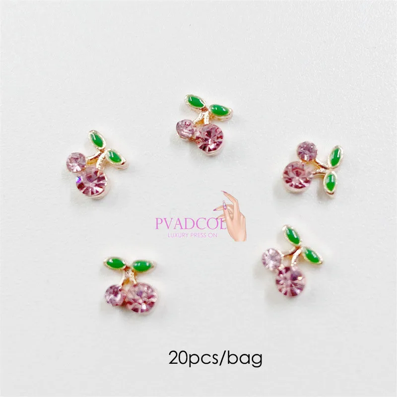 3D Pink Cherry Nail Charms Cherry Nail Rhinestones，Sweet Shiny Nail Gems  Nail Glitter Studs,Fruit Design Manicure Decoration - AliExpress