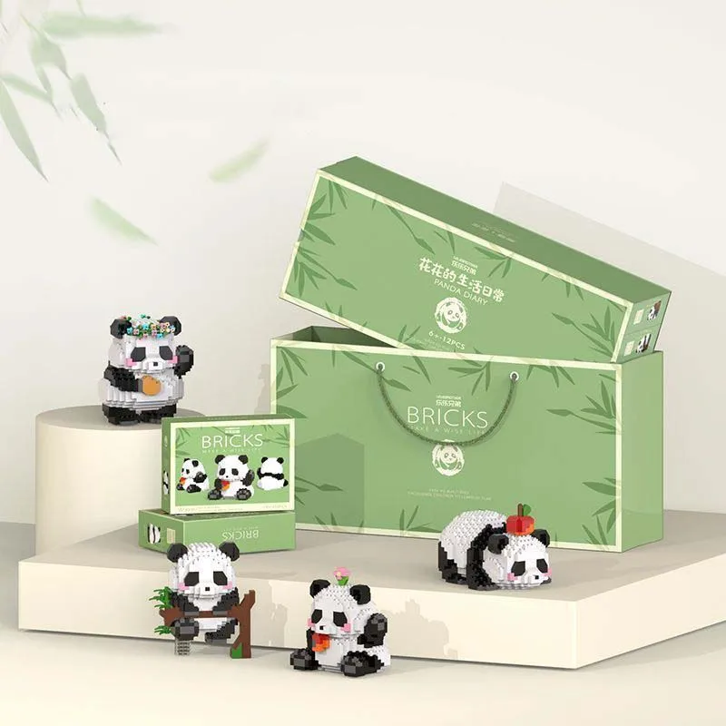 

2023 New Creative Mini Chinese Animal Panda Model Building Block Moc Diy Diamond Bricks Toys For Children Boys Girls Gifts