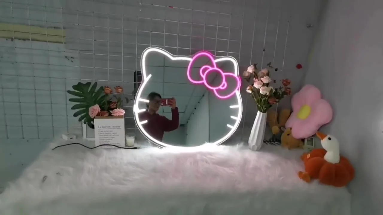 DAKABUKA Regina Neonsegno, Specchio al Neon da Corona, Specchio LED Rosa per Camera da Letto, Salone di Bellezza, Tavolo da Trucco, Illuminazione da Parete con Interruttore (36x32cm