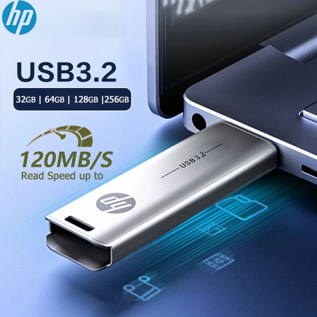 HP USB3.2 Flash Drive 32GB 64GB Metal USB Pendrive 128GB 256GB Creative Personality Car Music High-Speed U Disk 1