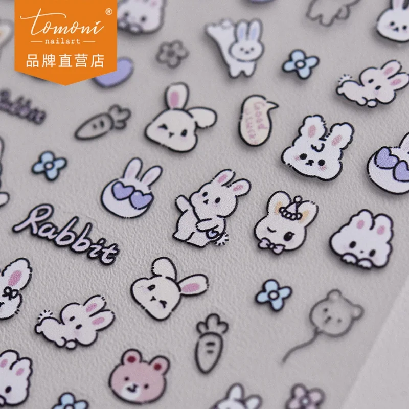 

Tomoni Thin Tough Nail Stickers Popular Cute Nail Sticker Factory Wholesale Japanese Kitten Bunny 3413