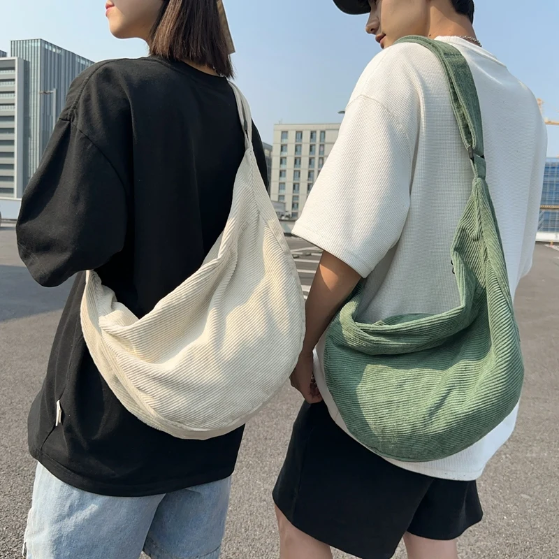 Cord-Freizeittasche, Schulter-Umhängetasche für Studenten, Einfarbige Damen-Shopper-Tasche mit Großer Kapazität, Schul-Umhängetasche – Detail 22