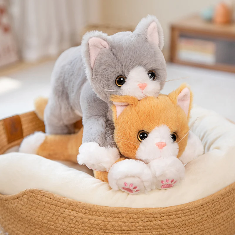 47CM New Simulated Cat Doll Plush Toy Stuffed Soft Animal Plush white Gray Kitten Pillow Kids Girls Birthday Gift Pet Toys Deco