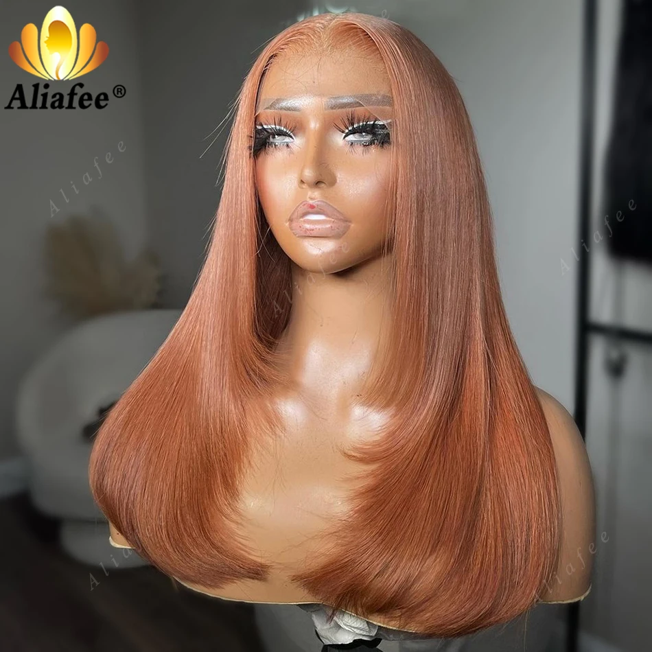 Orange Brown Glueless Human Hair Wigs Transparent 13X6 13X4 Lace Frontal Wig For Women Ginger 33 Color 4x4 5X5 Lace Closure Wig