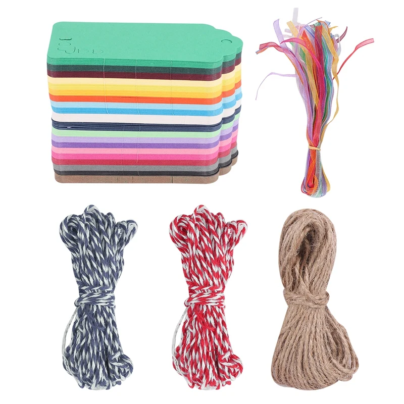 Hot-200 Pezzi Di Etichette Regalo, 20 Etichette A Colori Con Etichette Di Carta A Corda Etichette Regalo Colorate Per Regali, Arti E Mestieri, Vacanze