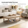 Coffee Table with Tray, Tufted Ottoman with Solid Wood Storage Shelf, Upholstered Large Footrest Ottoman, Living Room Table 4