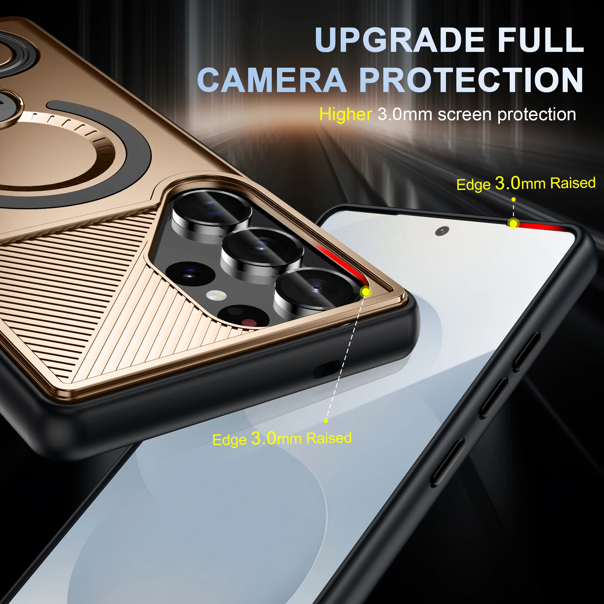 Premium Metal Ring Stand Magnetic Armor Case with Wireless Charging Support