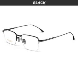 Sleek Titanium Retro Half - Rim Eyeglasses (Black)