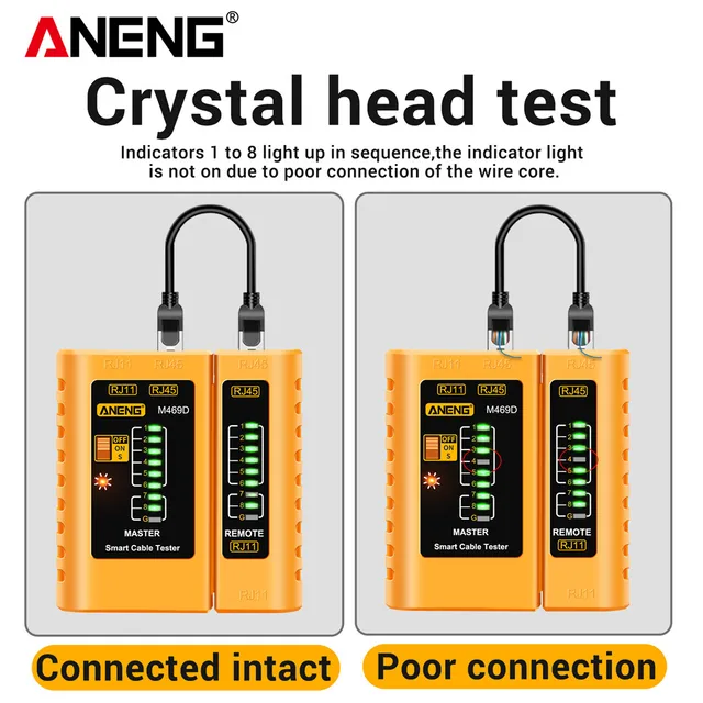 Professional Network Analyzer Tester M469D Cable lan RJ45 RJ11 RJ12 CAT5 UTP LAN Cable Tester Networking Tool Network Repair Too 2