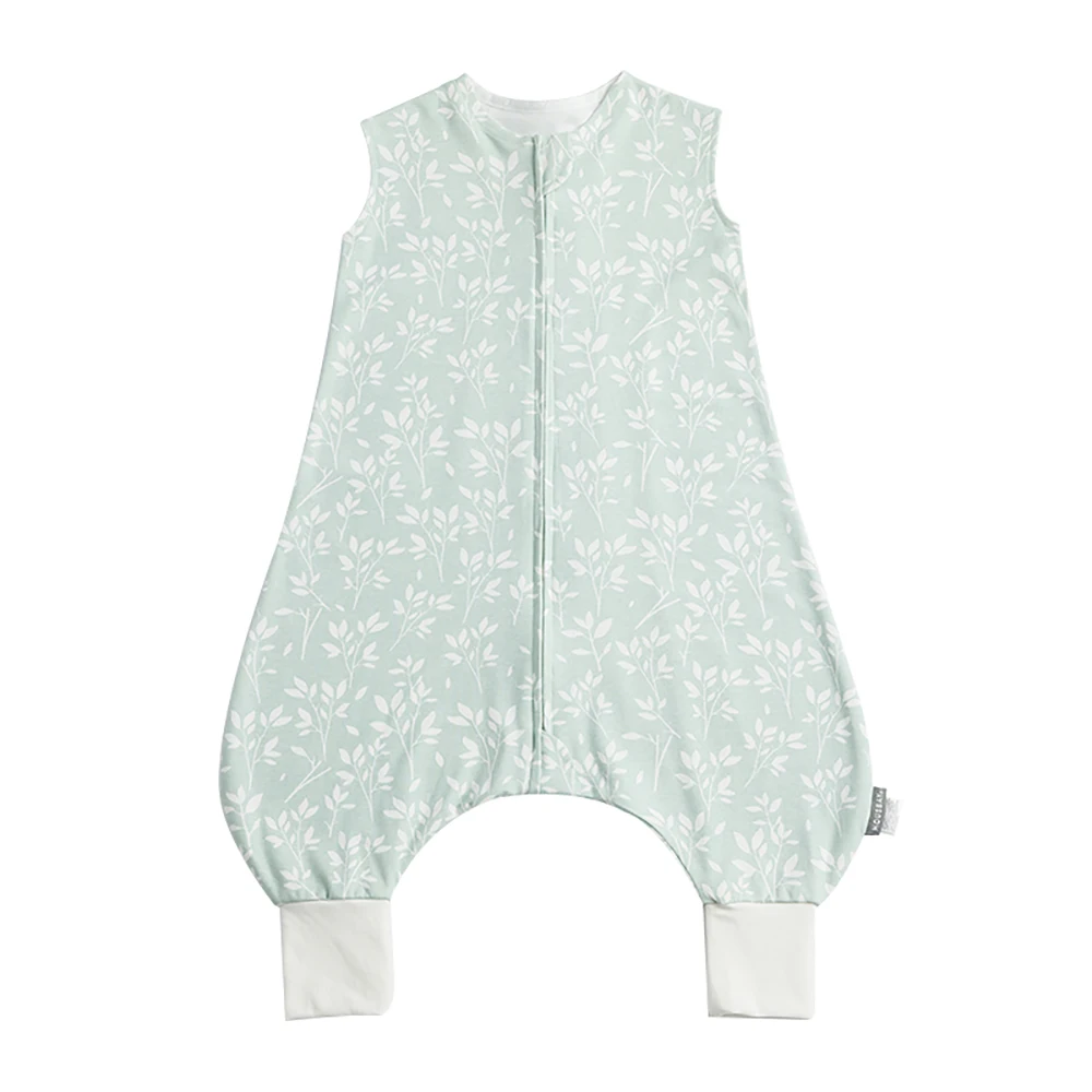 Sleeping Bag For Children 1-6Years Kids Jumpsuit Summer Thin Vest Baby Sleepsack Breathable Cotton Fresh Grass Print Design