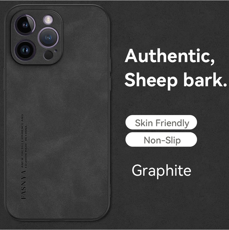 PU-Schaffell-Textur-Leder-Softcover für iPhone 17 Air 16E 16 15 14 13 12 11 Pro Max Mini Plus Matte stoßfeste Handyhülle – Detail 14