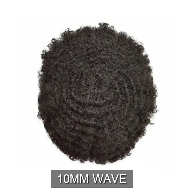 Nuova Protesi Capillare da Uomo Ricciolo, Parrucca 100% Capelli Umani Veri, Sistema di Capelli Indiani Ondulati, Topper Maschile Ricciolo da 20mm - immagine 5