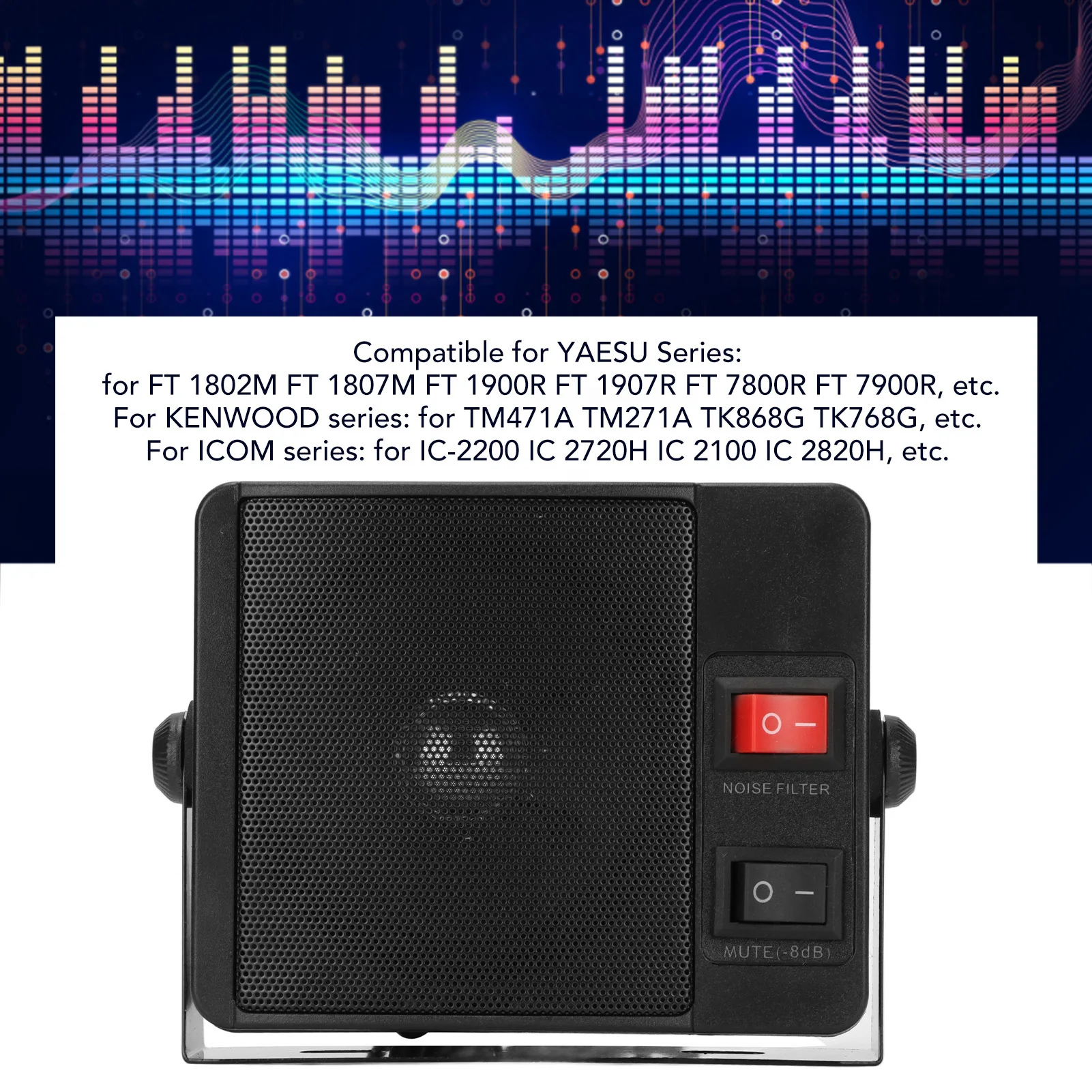 Radio Speaker Car Radio Speaker Stable Clear Sound External Communications Speaker with Base for Yaesu for Kenwood for ICOM