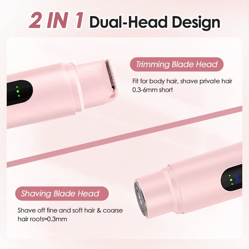Dual-head Mini Hair Remover for Women, Facial Hair Removal, Electric Razor Shaver Portable Bikini Epilator for Lips, Chin,Armpit