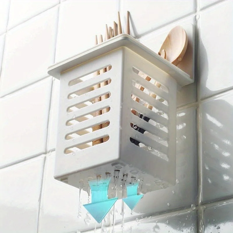 1PC Wall Mounted Toothbrush Holder Set for Bathroom. Spoons and Forks Holder for Kitchen- Space Saving Toothbrush Storage