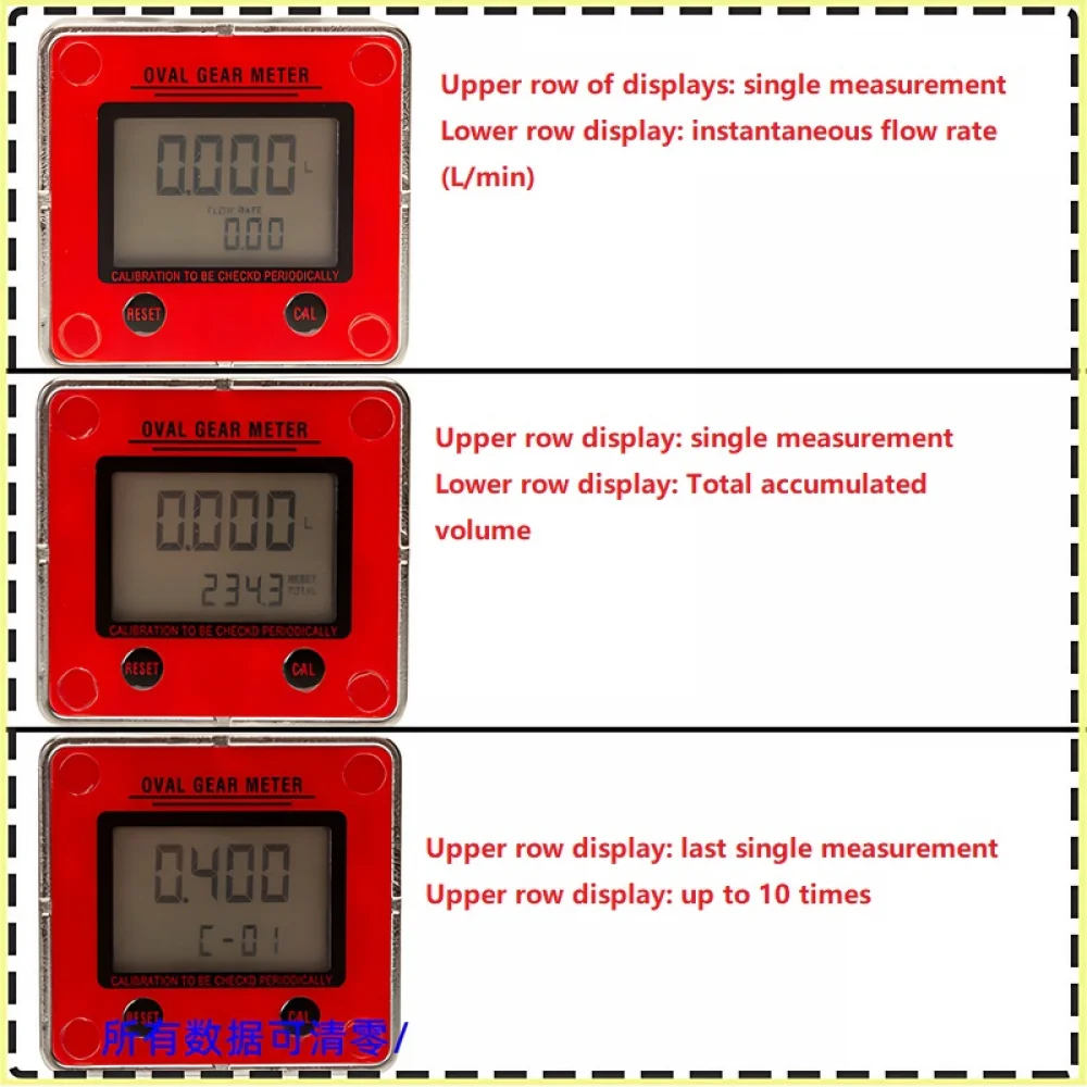 DN20 DN25 Digital Display Flow Meter Aluminum Oval Gear Flow Meter Liquid Oil for Diesel Oil Kerosene Gasoline Motor
