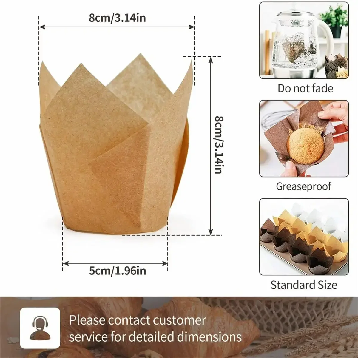 Tulip Muffin Cupcake Paper Cups Oilproof Cupcakes Liner Baking Muffin Box Cup Cake Decorating Tools Wrap Cases 50pcs/sets
