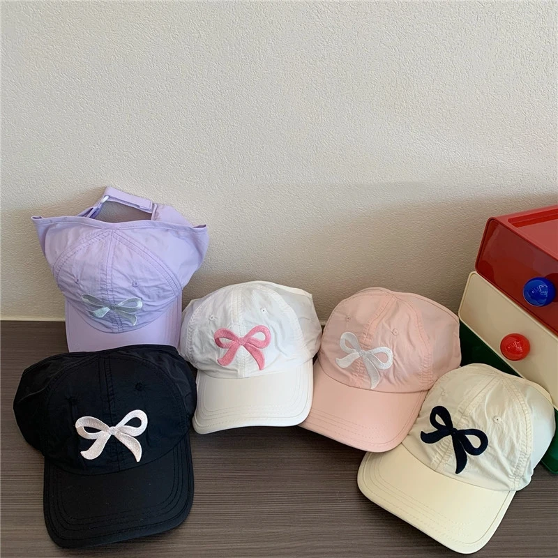 Summer Kids Baseball Caps Girls Hollow Top High Ponytail Caps UV