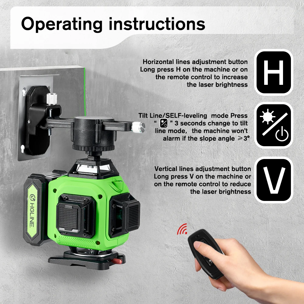 16 Lines Laser Level APP Remote Control Horizontal Vertical Levels Machine Power