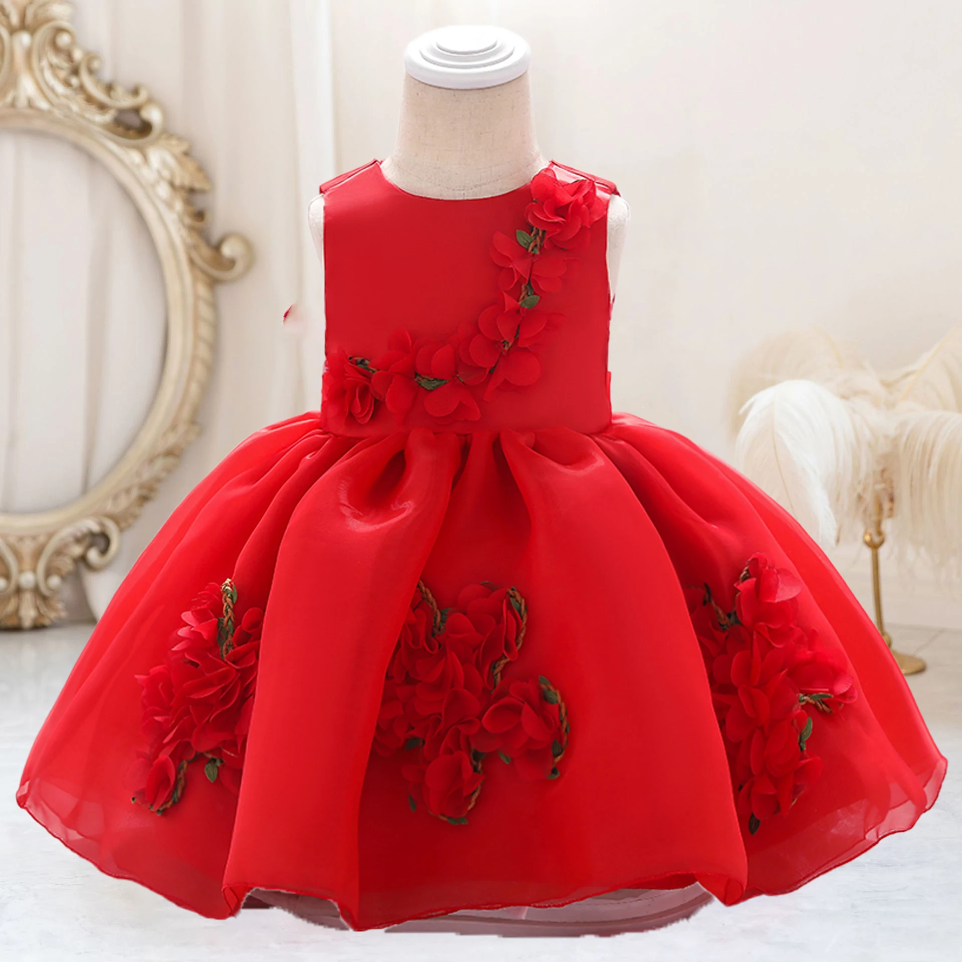 

Платье с цветочным рисунком для девочек, элегантное фатиновое платье для девочек на день рождения 1 год, платье принцессы для свадьбы и выпускного вечера, летняя одежда
