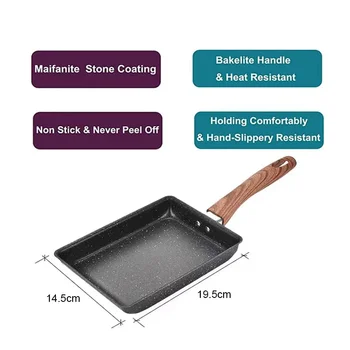 Tamagoyaki Japanese Omelette Pan Nonstick Egg Pan Skillet Rectangle Tamago Pan Small Egg Frying Pan with Cooking Tools 2