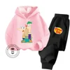 2024 Phineas and Ferb Cartoon Themed Collection Fashionable and Affordable Children's Spring and Autumn Long Sleeve Hoodie Set 3