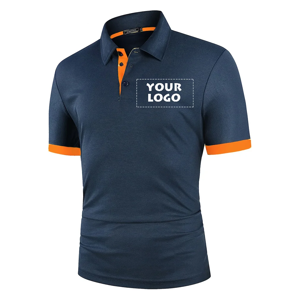 

Custom Your Logo Summer Men Polo Shirt Short Sleeve T-shirt Contrast Color New Clothing Streetwear Casual Collar Tops