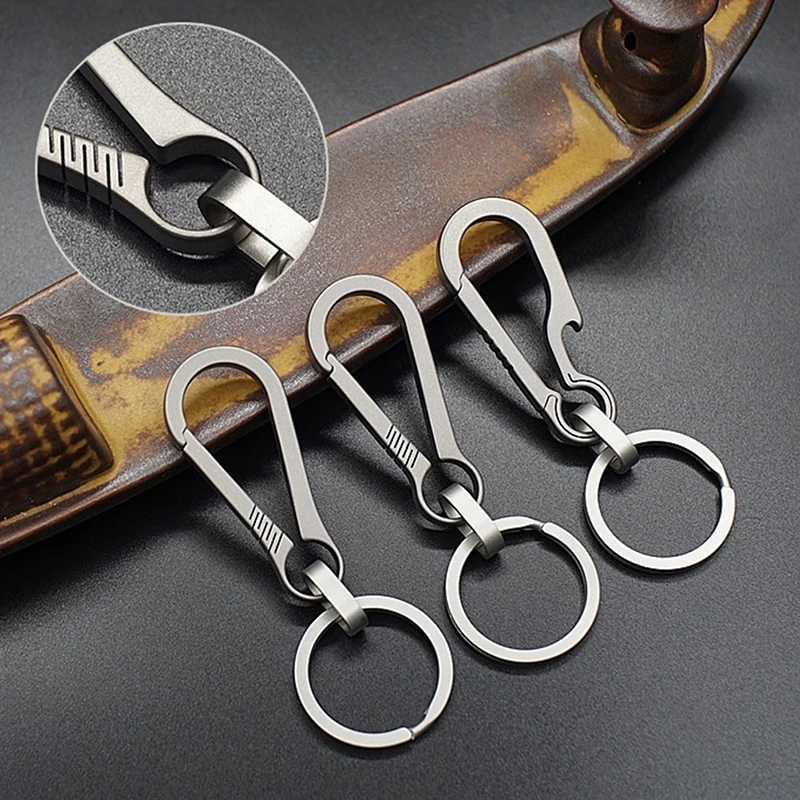 

1PC Titanium Alloy Heavy Duty Carabiner Keychain Quick Release Hooks With Titanium Key Ring Set Released Backpack Hook